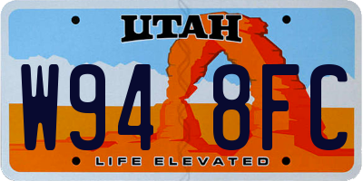 UT license plate W948FC