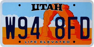 UT license plate W948FD