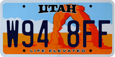 UT license plate W948FF