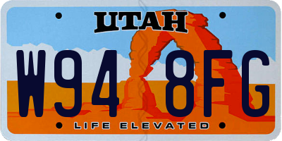 UT license plate W948FG