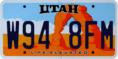 UT license plate W948FM