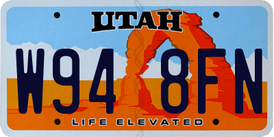 UT license plate W948FN