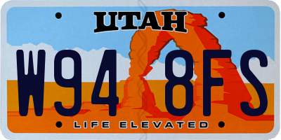 UT license plate W948FS