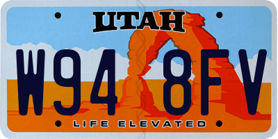 UT license plate W948FV
