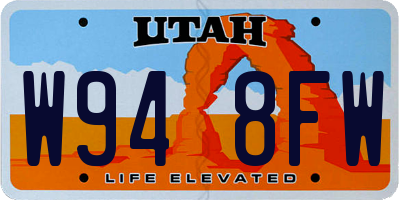 UT license plate W948FW