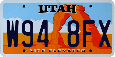 UT license plate W948FX