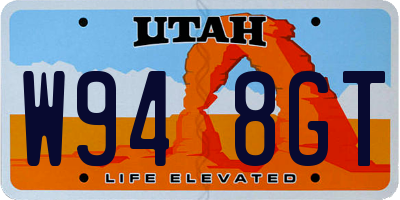 UT license plate W948GT