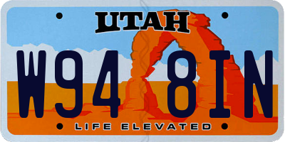 UT license plate W948IN