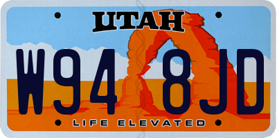 UT license plate W948JD