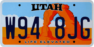 UT license plate W948JG