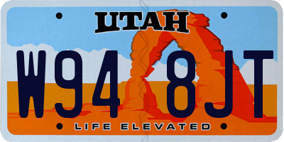 UT license plate W948JT
