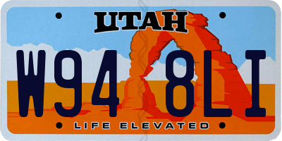 UT license plate W948LI