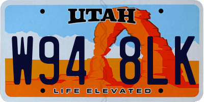 UT license plate W948LK