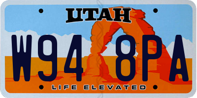 UT license plate W948PA