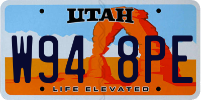 UT license plate W948PE