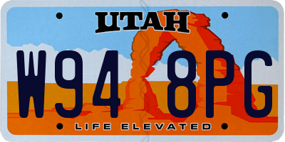 UT license plate W948PG