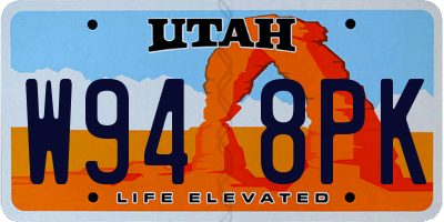 UT license plate W948PK