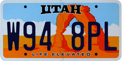 UT license plate W948PL