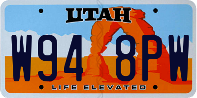 UT license plate W948PW