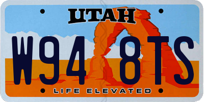 UT license plate W948TS