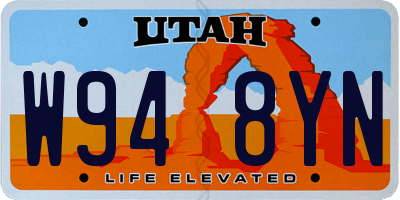 UT license plate W948YN
