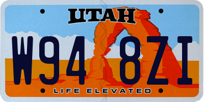 UT license plate W948ZI