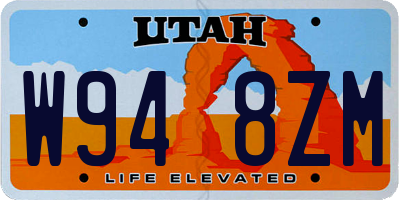 UT license plate W948ZM