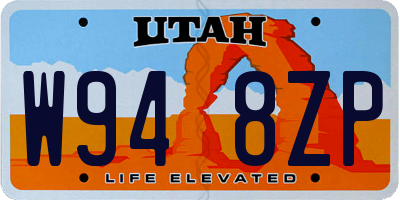 UT license plate W948ZP