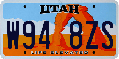 UT license plate W948ZS