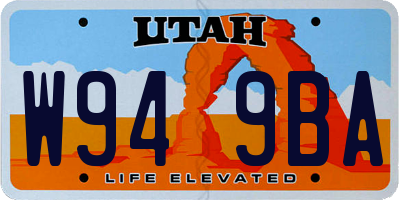 UT license plate W949BA