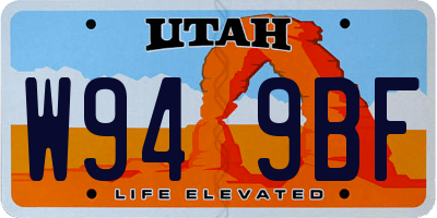 UT license plate W949BF