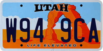 UT license plate W949CA