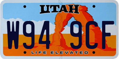 UT license plate W949CF