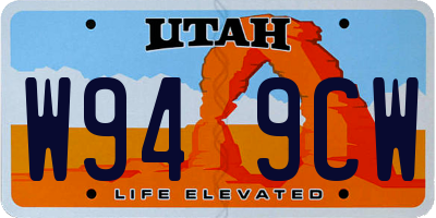 UT license plate W949CW
