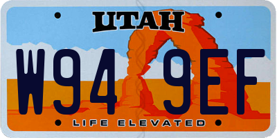 UT license plate W949EF