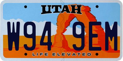 UT license plate W949EM