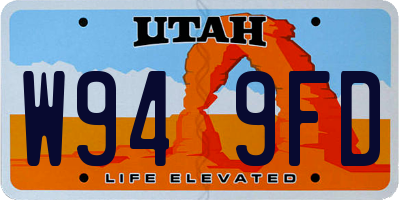 UT license plate W949FD