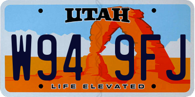 UT license plate W949FJ