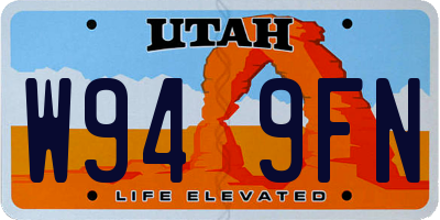 UT license plate W949FN