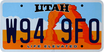 UT license plate W949FO