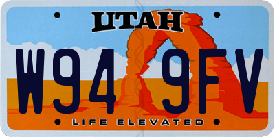 UT license plate W949FV
