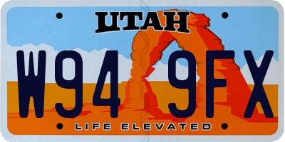 UT license plate W949FX