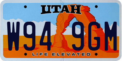 UT license plate W949GM