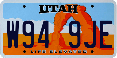 UT license plate W949JE