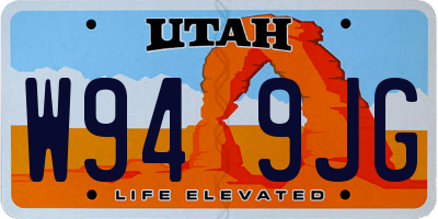 UT license plate W949JG