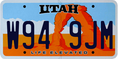 UT license plate W949JM