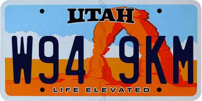 UT license plate W949KM