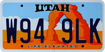 UT license plate W949LK