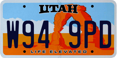 UT license plate W949PD