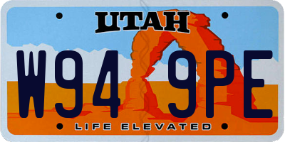 UT license plate W949PE
